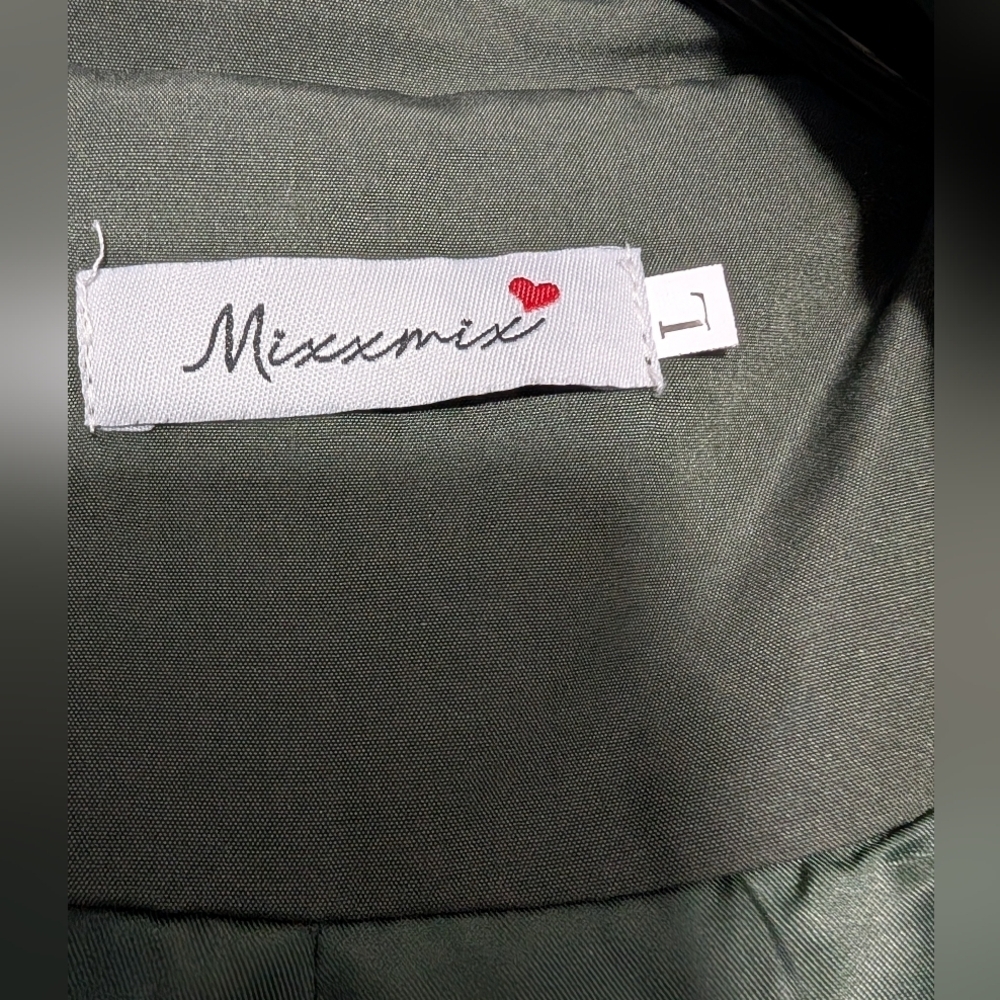 Mixxmix Olive Green Hooded Rain Jacket Trench L (EUC) - Picture 13 of 15